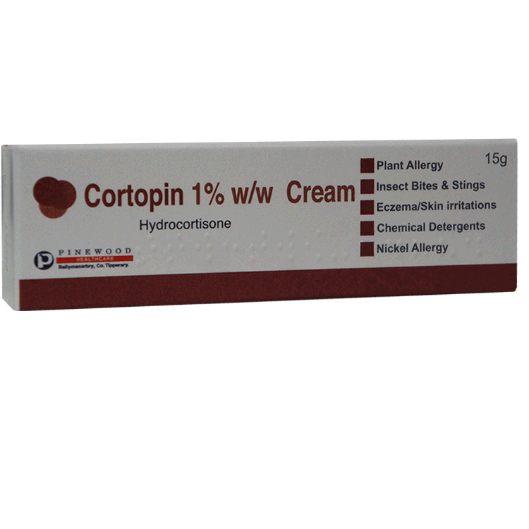 Cortopin 1% Hydrocortisone cream 15g - For Eczema, Dermatitis and Insect Bites