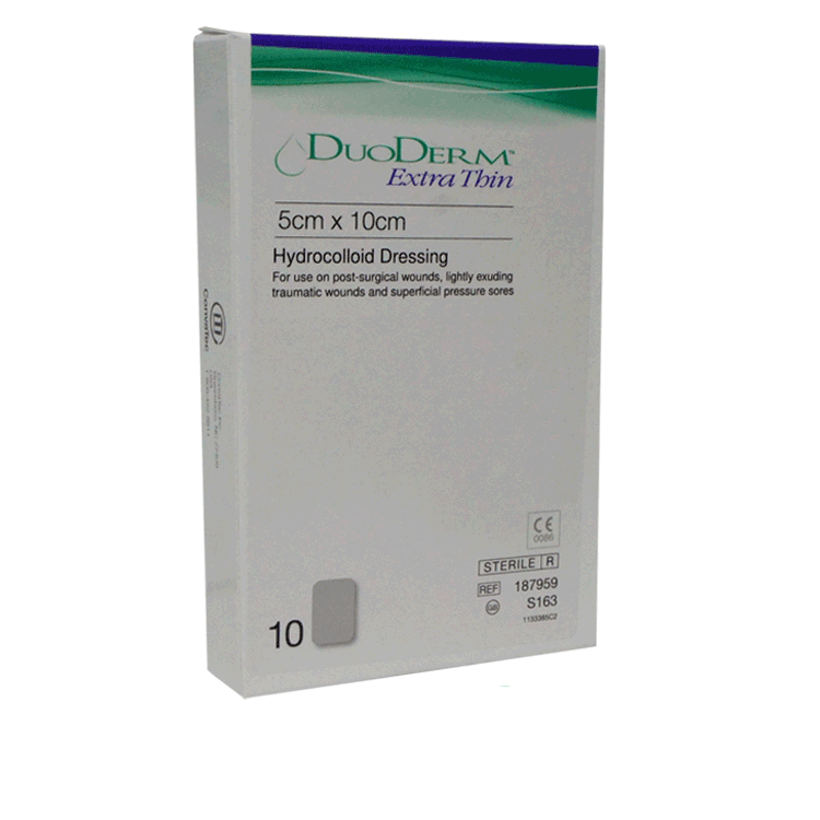 duoderm extra thin hydrocolloid dressings 5cm x 10cm x 10 pieces