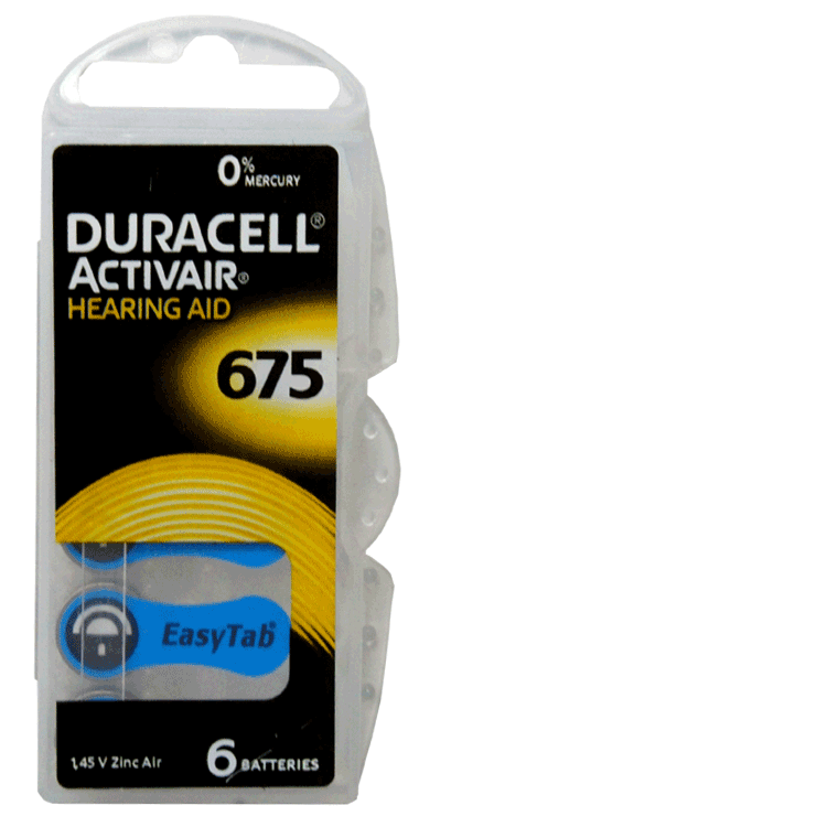 Duracell Activair Hearing Aid Batteries 675  x 6 - Blue Tab