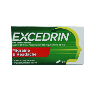 Comprimés pelliculés d'Excedrin x 20 - Contre la douleur, l'inflammation et la fièvre