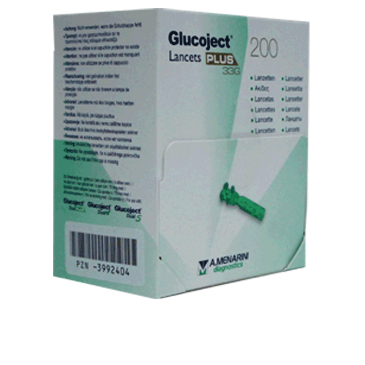 Lancettes Glucoject Plus 33G x 200 - Lancettes pour test de diabète par piqûre au doigt