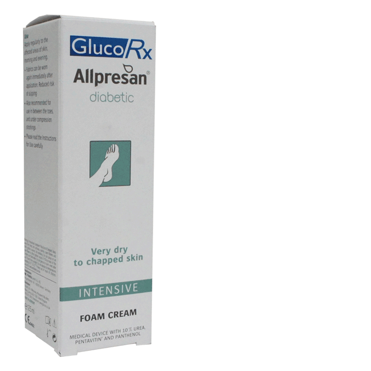 GlucoRX Allpresan Intensive 10% Diabetiker-Schaumcreme für trockene Haut, 125 ml