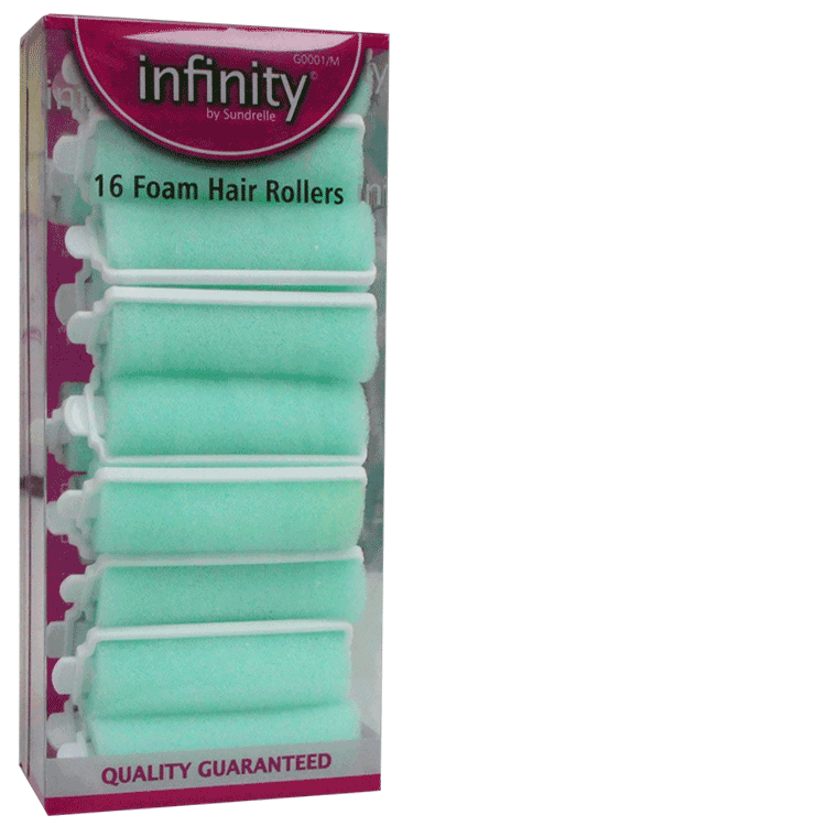 Infinity Foam Hair Rollers x 16 - 6cm long and 2cm in diameter