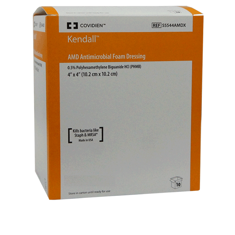 Kendall Antimikrobielle Schaumwundverbände (AMD) 10 cm x 10 cm x 5 für infizierte Wunden