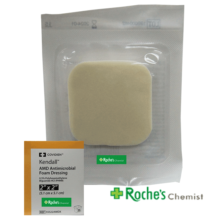 Kendall Anti-Microbial Foam Wound Dressings (AMD) 5 cm x 5cm x 5 ...
