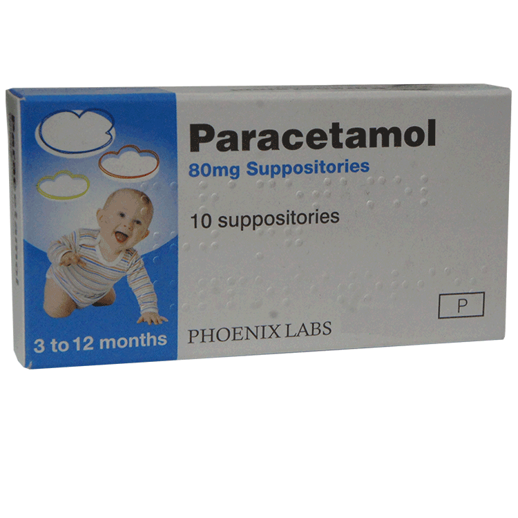 Suppositoires au paracétamol 80 mg x 10 - Pour bébés de 3 à 12 mois