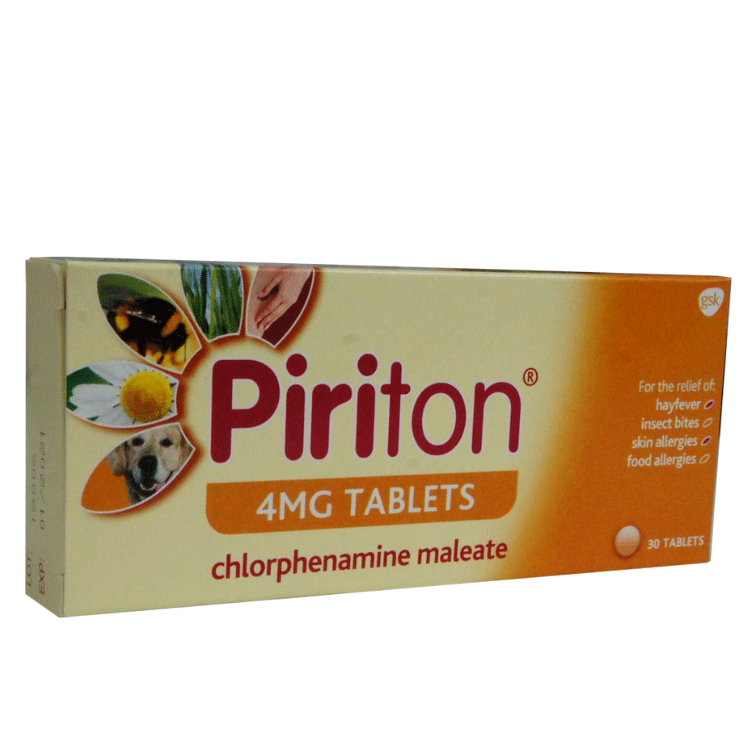 Piriton 4mg chloorfeniramine anti-histamine allergie / hooimabletten x 30