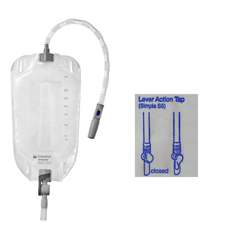Simpla Bedside Urine Collection Bag 2000ml x 10 - Lever Tap Code: S5