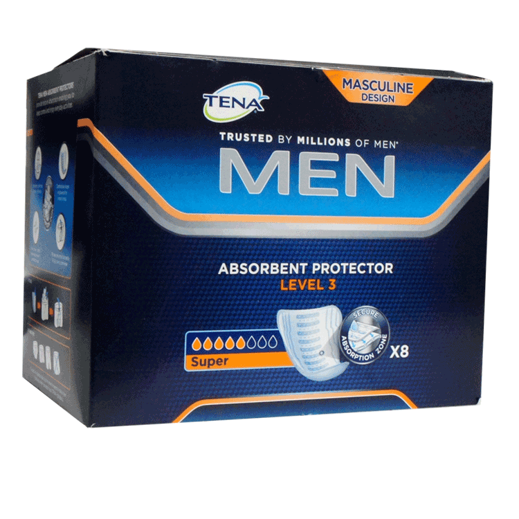 Tena for Men Level 3 Pads x 8 Super - Heavy absorption