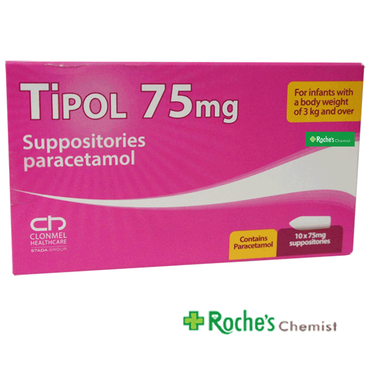 Basit Tipol Tipol Paracetamol Suppositories 75mg x 10 from roches chemist irish ...