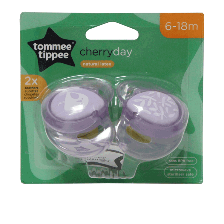 Sucettes décorées en latex Tommee Tippee Cherry x 2 - 6-18 mois