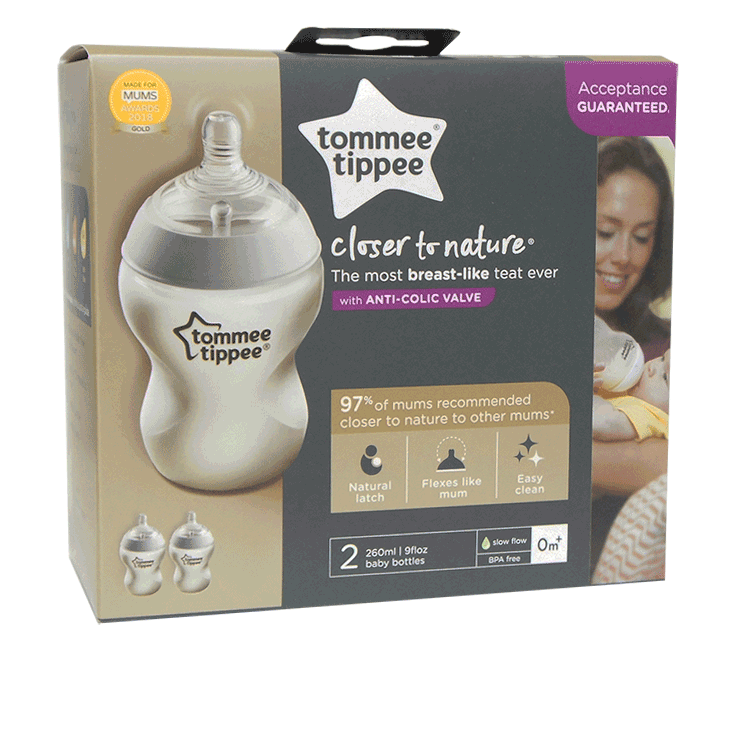 Tommee Tippee Closer to Nature Feeding Bottles 260ml x 2