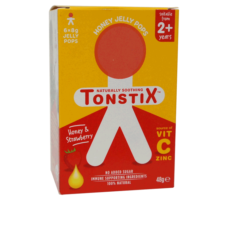 Tonstix Honey Jelly Lollipops  x 6 x 8g - For soothing sore throats - 3 Flavours
