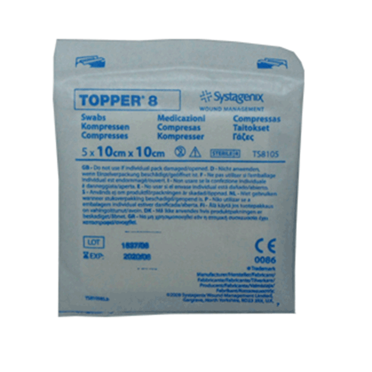 Topper 8 Swabs 10 x 10 cm x 5 Swabs - Steriel