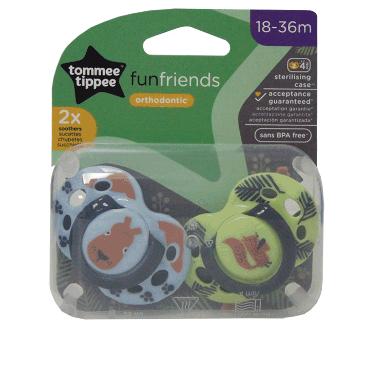 Tommee Tippee leuke vrienden Soothers x 2 - 18 tot 36 maanden