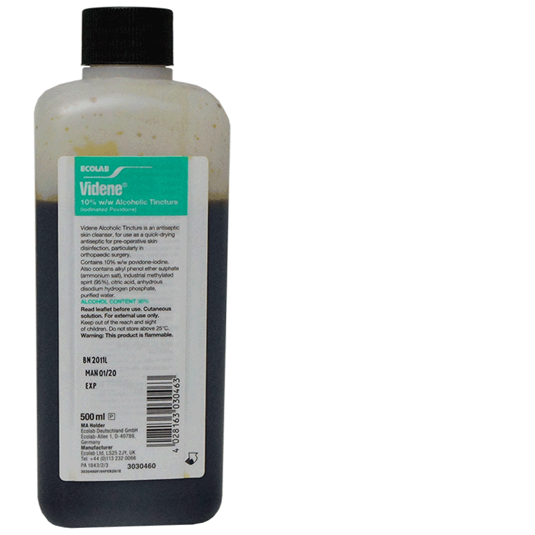 Ecolab Videne Povidone Iodine Alcoholic Tincture 10% 500ml