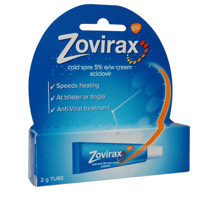 Novirax zovirax 5% Aciclovir Cold Sore Cream 2g tube, antiviral cream speed the ...