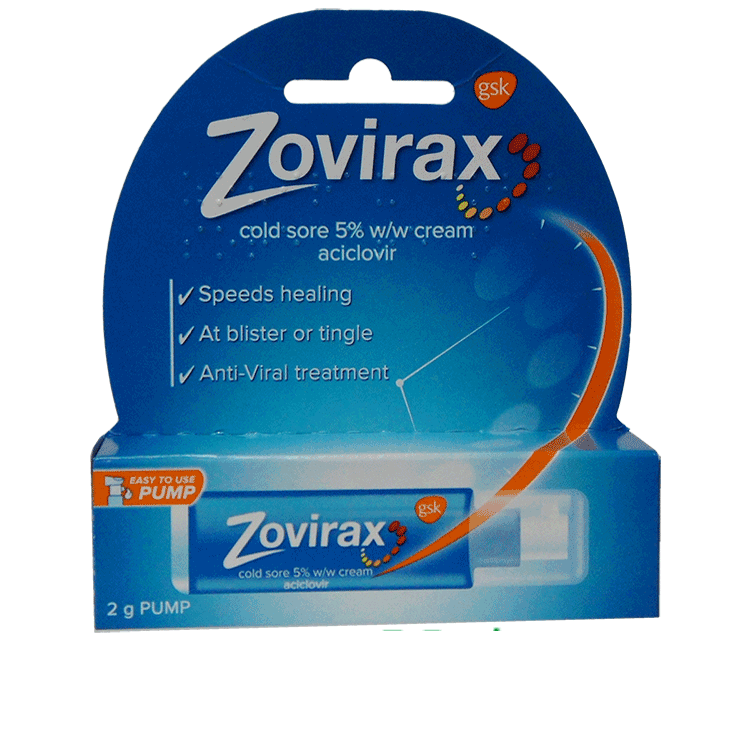 Zovirax Pump 2g Aciclovir Cream for Cold Sores