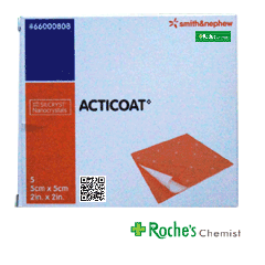 Acticoat 5 x 5cm  - Pack of 5   - Silver wound Dressing for infected wounds