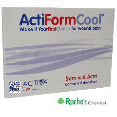 Actiform Cool Hydrogel Dressings - 5cm x 6.5cm x 5 Dressings  - For reducing wound pain