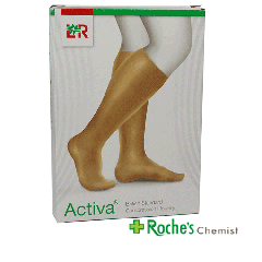 Activa Compression Hosiery Class 2 Below Knee - Closed Toe - Honey Colour -4 Sizes