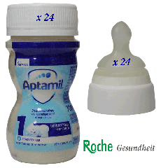 Aptamil 1 Infant Milk Ready to Feed 70ml x 48 + SMA Sterile Yellow Neck Teats x 48