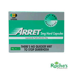 Arret Capsules x 12 - For Diarrhoea 