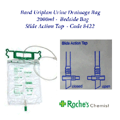 Bard Uriplan Urine Night Bag 2000ml with Slide Action Tap x 10 
