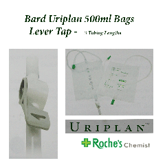 Bard Uriplan Urine Day Bag 500ml with Lever Tap x 10 - 3 tubing length variations
