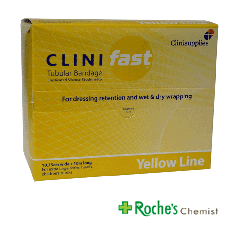 Clinifast  Tubular Stretch Bandage 10.75cm wide x 10m long - Yellow Line