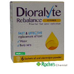 Dioralyte Rebalance Citrus x 6 sachets  - To replace salts lost to diarrhoea and vomiting
