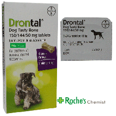 Drontal Dog Tasty Bone x 6 tablets - For Roundworms and Tapeworms