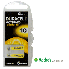 Duracell Hearing Aid batteries 10 Yellow Tab
