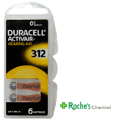 Duracell Hearing Aid Batteries #312 x 6