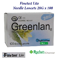 Greenlan Fine Test Needle Lancets 28G x 100
