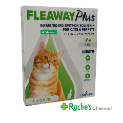 Fleaway Plus for Cats and Ferrets x 1 - Treats Fleas, Ticks and Biting Lice