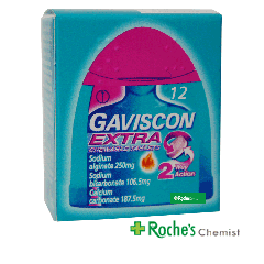 Gaviscon Extra Mint flavoured chewable tablets x 12 -  For Indigestion