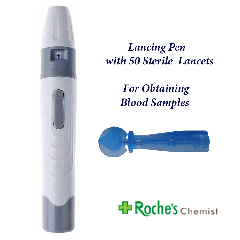 Lancing Pen with 50 Sterile Lancets - For Obtaining Blood Samples