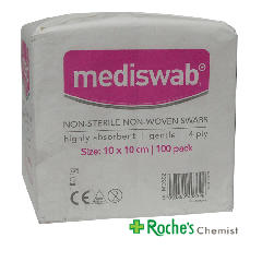 Mediswab Non Woven Swabs 10cm x 10cm x 100 - Non Sterile