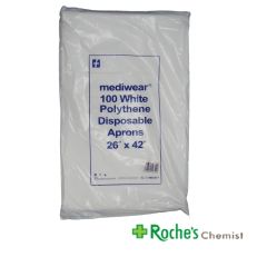 Mediwear 100 White Polythene Disposable Aprons 26'' x 42''