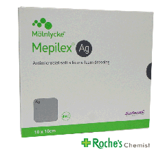 Mepilex Ag ( Silver ) 10cm x 10cm x 5 foam dressings for heavily infected wounds