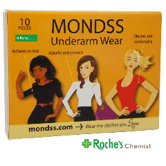 MONDSS Disposable Underarm Pads x 10  - For absorbing perspiration 