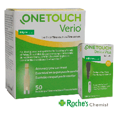 One Touch Verio Test Strips 1 x 50 + One Touch Delica Plus Lancets x 200