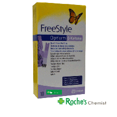 Freestyle Optium B-Ketone testing strips x 10 in Diabetes