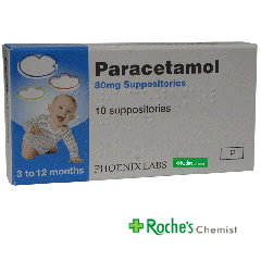 Paracetamol Suppositories 80mg x 10 - For Babies from 3 to 12 months old