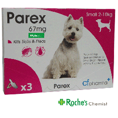 Parex 67mg For Small 2-10 Kg Dogs  - Kills Ticks and Fleas