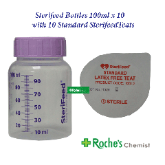 Sterifeed 100ml Feeding Bottle x 10 + Standard Sterifeed Teats x 10