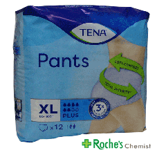 Tena Pants Extra Large  x 12 - Extra Absorbant - Waist Size 120 to 160cm
