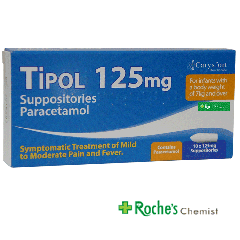 Paracetamol Suppositories ( Tipol ) 125mg x 10 - For  infants weighing over 7Kg