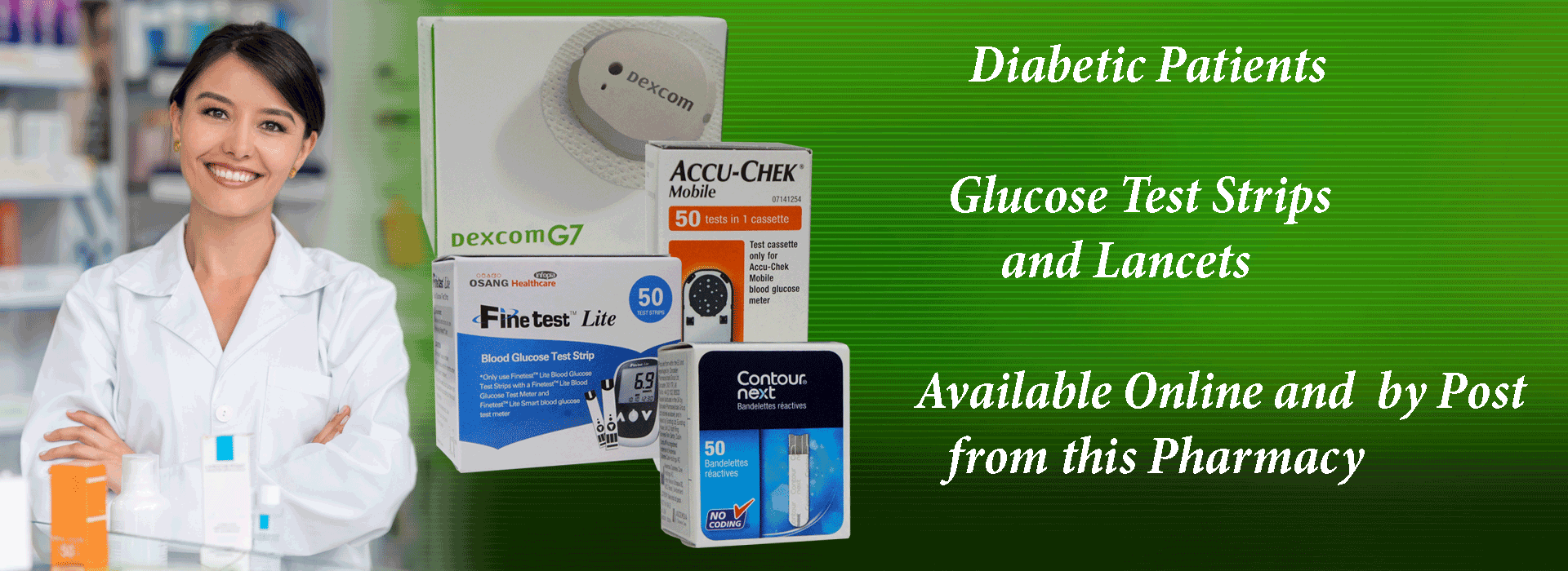 Diabetes Test Strips and Lancets available online and by post from this pharmacy